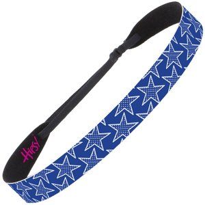 Hipsy Adjustable No Slip Blue White Stars Wide Patriotic Hair Band Headband
